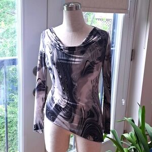 Asymmetrical cowl neck flowy top